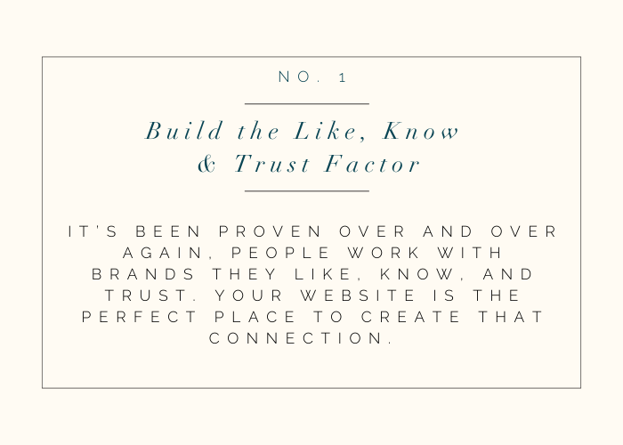 Key elements your website copy needs: No 1. Build the like, know and trust factor. It's been proven over and over again, people work with brands they like, know and trust. Your website is the perfect place to create that connection. 